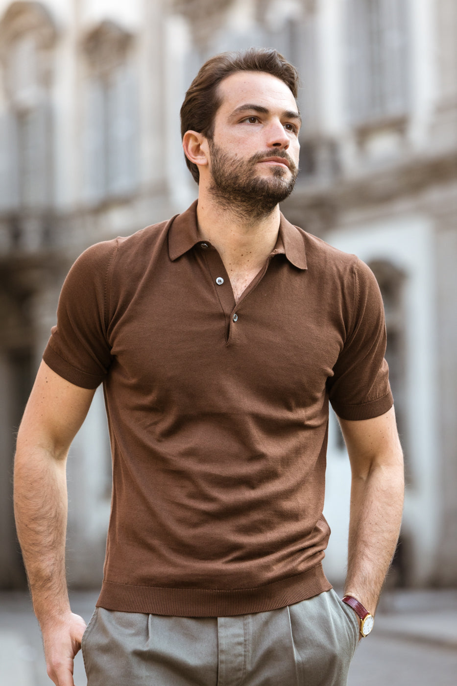 Polo Manica Corta MARRONE
