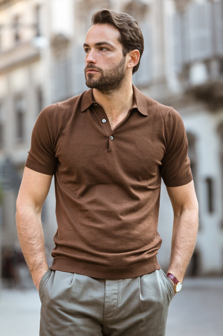 Polo Manica Corta MARRONE