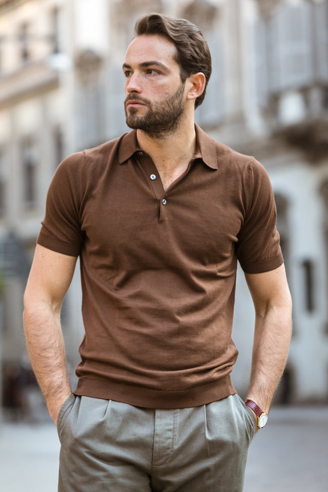 Polo Manica Corta MARRONE