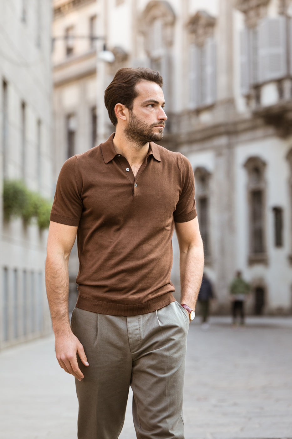 Polo Manica Corta MARRONE