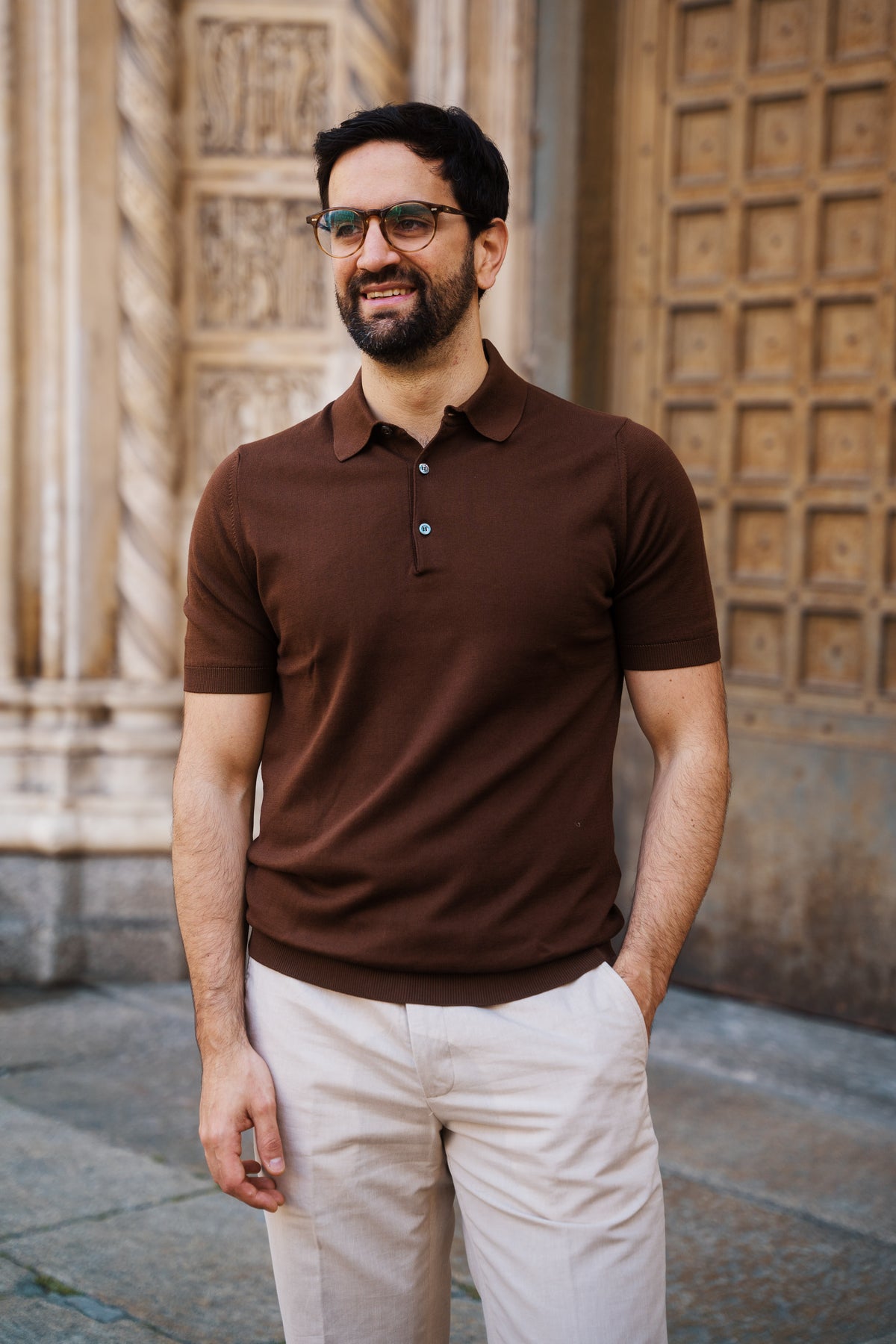 Polo Manica Corta MARRONE