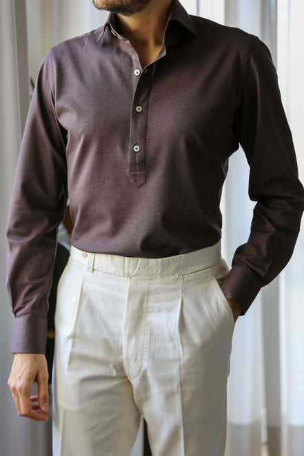 Polo Manica Lunga MARRONE