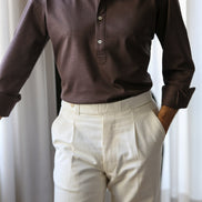 Polo Manica Lunga MARRONE