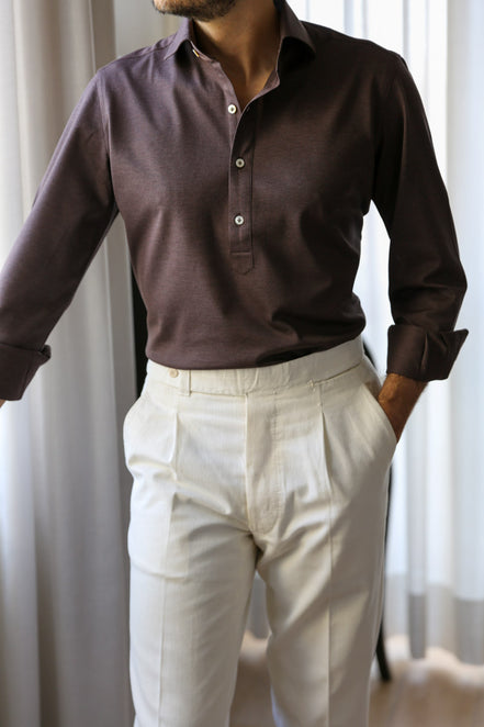 Polo Manica Lunga MARRONE