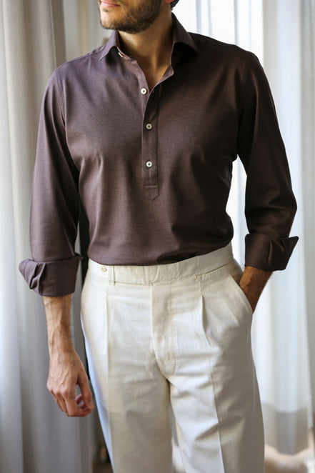 Polo Manica Lunga MARRONE