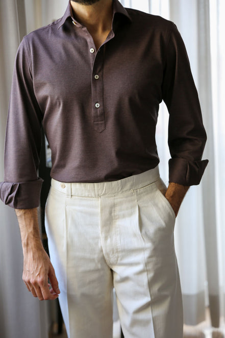 Polo Manica Lunga MARRONE