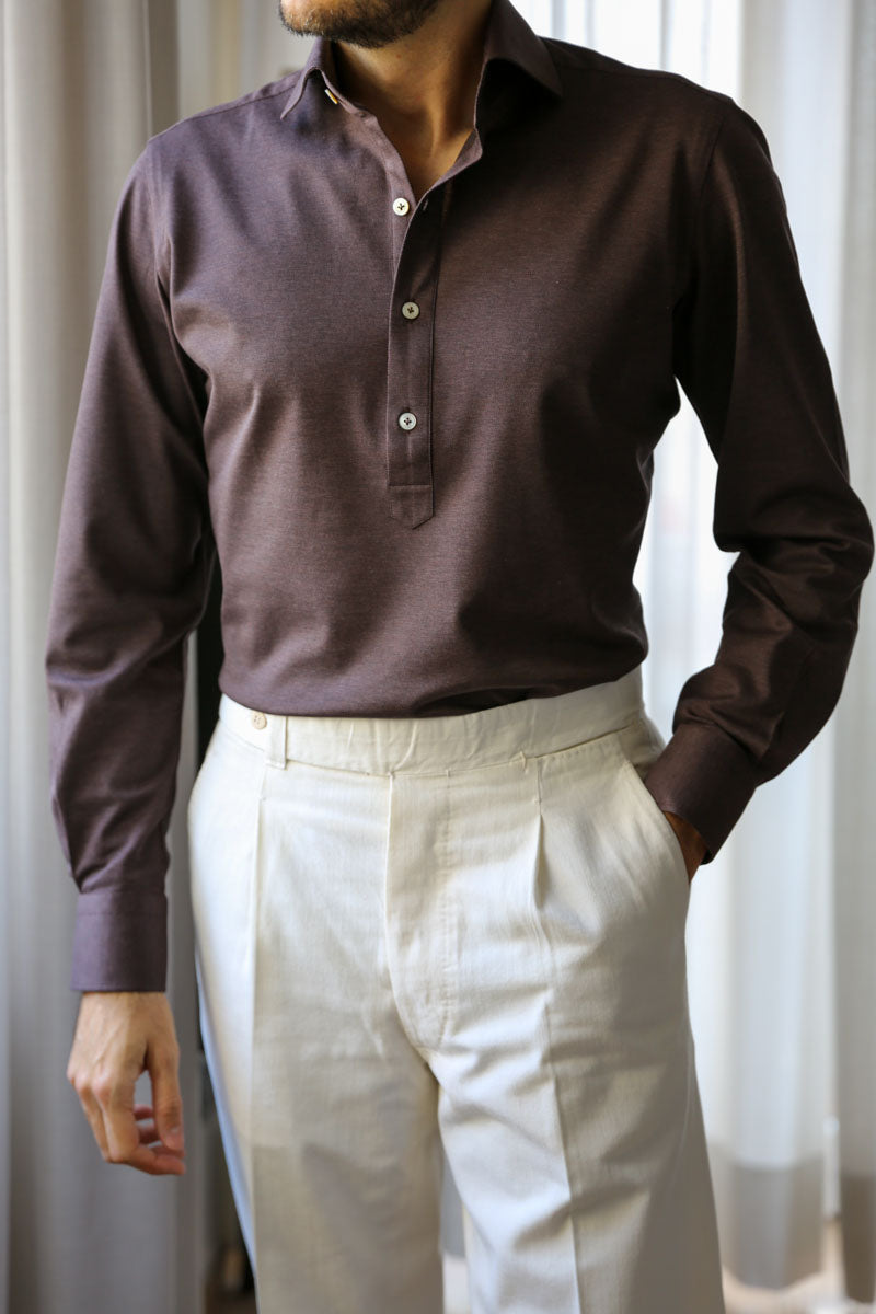 Polo Manica Lunga MARRONE