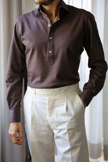 Polo Manica Lunga MARRONE