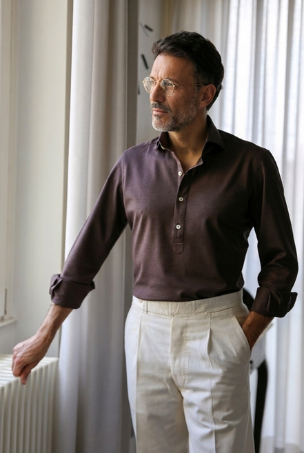 Polo Manica Lunga MARRONE
