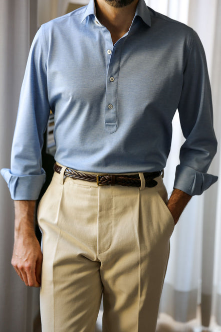 Polo Manica Lunga AZZURRO